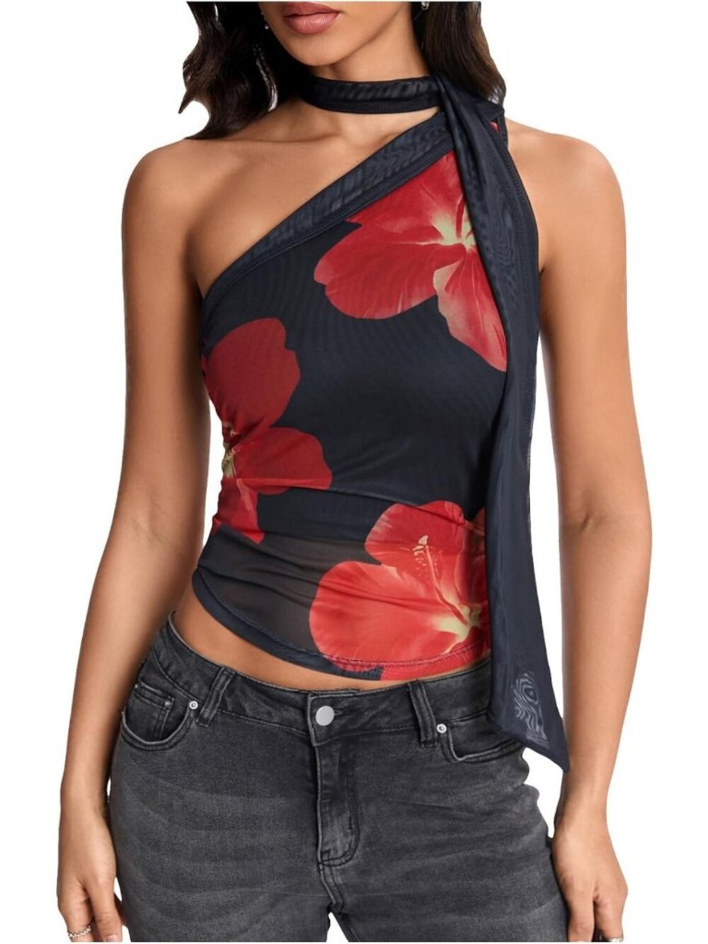 Cheetah Print Halter Crop Top with Scarf - Trendy Going Out Style for Women